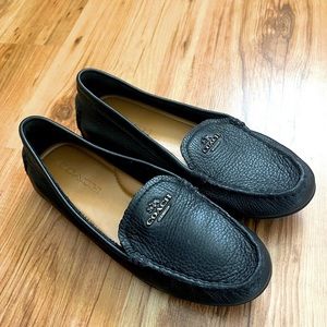 Coach black leather loafers
